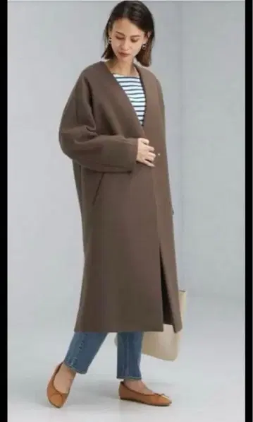 green label relaxing 브라운 롱 코트