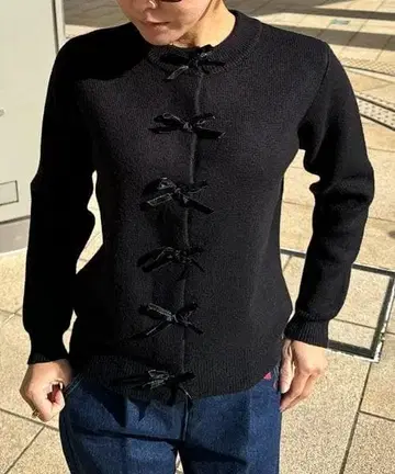 JENNE 벨로아 리본 가디건