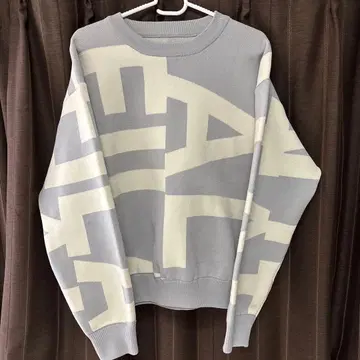 FILA 그레이 화이트 로고 니트 긴팔 L 새상품급