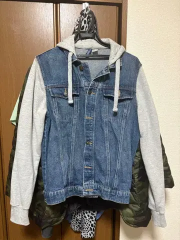 후드 부착 데님 자켓