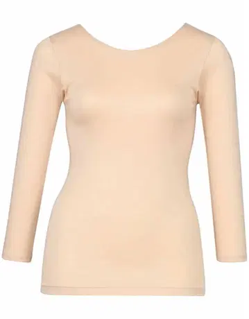 와코루 면 혼방 포근하고 따뜻한 루즈핏 타입 상의 7부 소매 이너