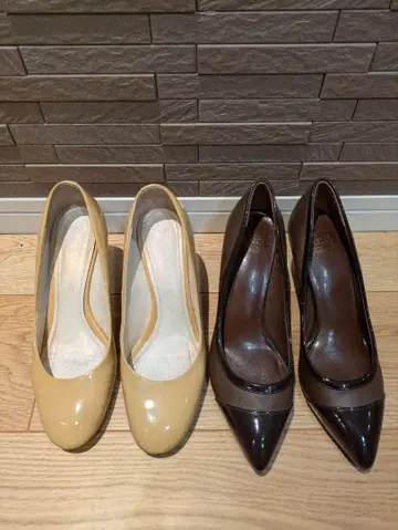 베이지 브라운 스틸레토 펌프스