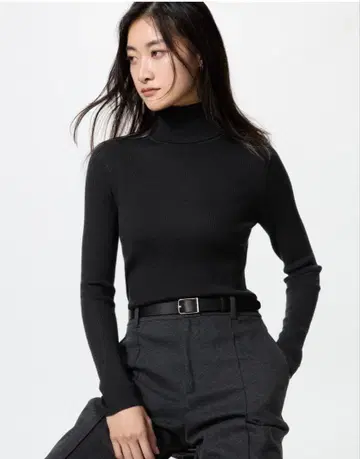 2세트 UNIQLO 메리노 리브 터틀넥 스웨터