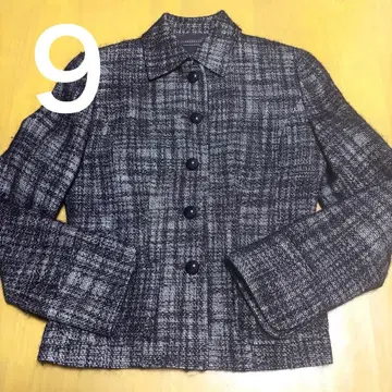 체크 무늬 5개 버튼 자켓 안감/보라색 히로타