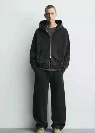 ZARA 다크 그레이 집업 후디 M