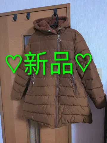 브라운 롱 코트 후드 부착