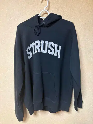 STRUSH 로고 블랙 후드티