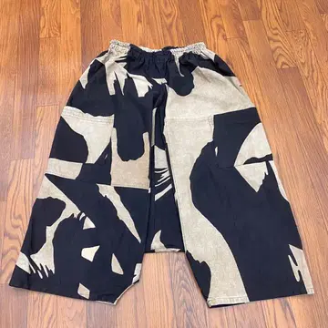 빈티지 원단 리메이크 감물 염색 사루엘 팬츠 전체 밴딩 프리