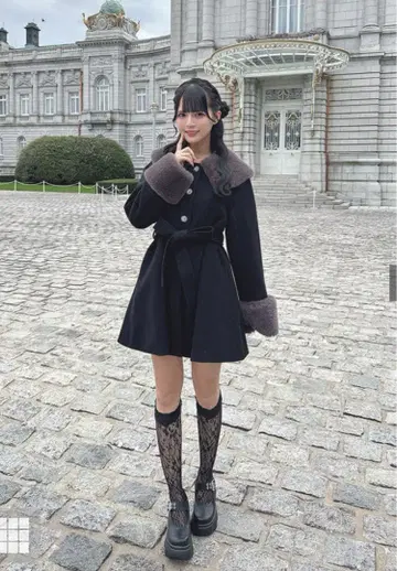 퍼 티펫&리본 벨트 비쥬 버튼 코트[kz697]