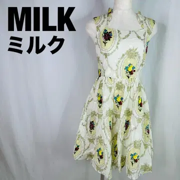 MILK 밀크 하라주쿠 꽃무늬 슬리브리스 무릎 기장 원피스 a167
