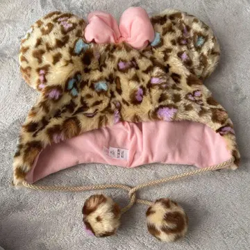 디즈니 팬캡 미니 레오파드 무늬 핑크