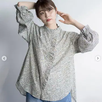 Samansa Mos2 콜라보 프릴 블라우스 오렌지