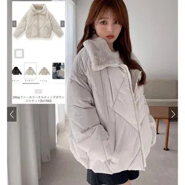 GRL 2Way 퍼 컬러 퀼팅 다운 자켓[fo1592]