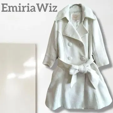 m2 [에밀리아 위즈] 트렌치코트풍 코트/트위드 리본 레어 두꺼운 원단