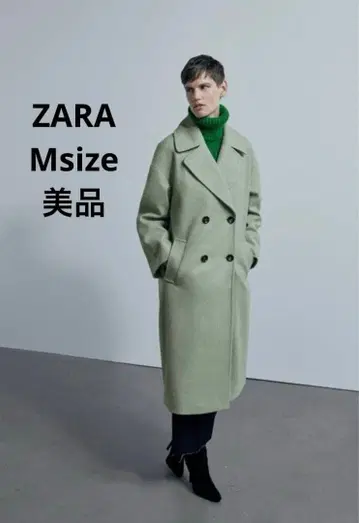 새상품급 ZARA 더블 브레스트 롱 코트 체스터 코트 그린 자라 M