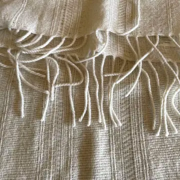 캐시미어 100% 화이트 프린지 머플러