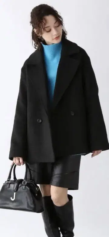 지나시스 BIG 칼라 더블 울 코트