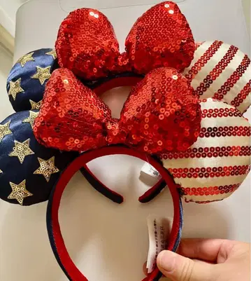 2개 세트 해외 디즈니 한정 뉴 아메리카나 국기 머리띠