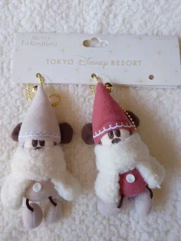 도쿄 디즈니 리조트 리루린린 3연 참 베이지&빨간색