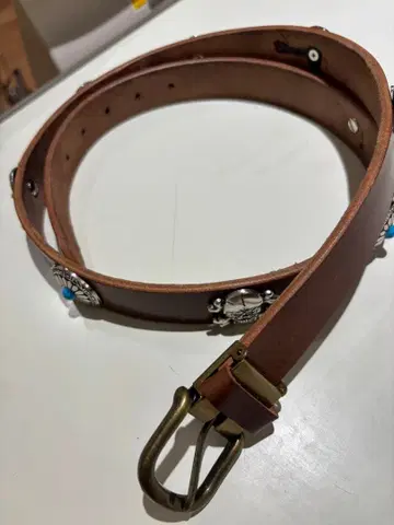 천연 가죽 네이비 벨트