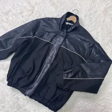 새상품급 가죽 자켓 블루종 하이넥 오버 사이즈 바이크 남성용