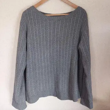 랄프 로렌 그레이 케이블 짜임 긴팔 니트 L