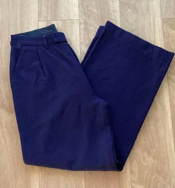[ Spick&Span ] 네이비 울 100 하이웨스트 와이드 팬츠 S