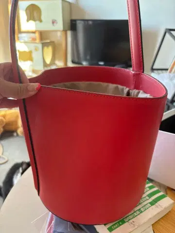 플라주 백 버킷백 레드 plage 빨간색 버킷 소가죽 천연 가죽