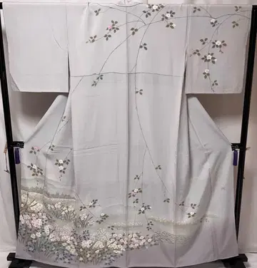 C169 순수 실크 이중 기모노 호몬기 작가 물 낙관 기모노