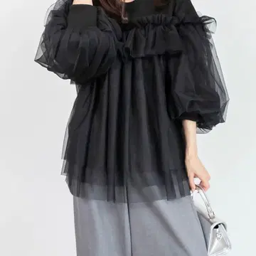 RANDA [ 선택 가능한 기장감 ] 볼륨 프릴 튤 맨투맨