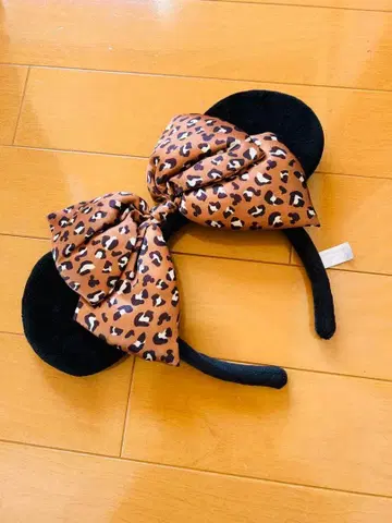 디즈니 미니 레오파드 무늬 리본 머리띠