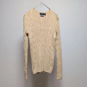 폴로 랄프로렌 니트 피마 코튼 S 베이지 케이블 니트