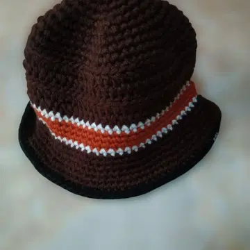 BLUCO 니트 모자 브라운 오렌지 스트라이프