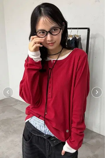 뮤에타 muhet 시어 헨리넥 레이어드 롱 T셔츠