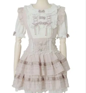 메시지 리본 시어 체크 치마바지 핑크 LIZLISA