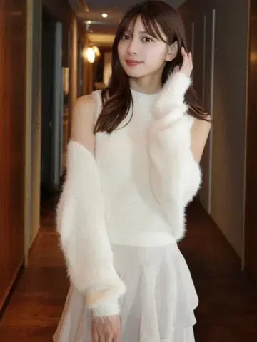 holiday&holiday 샤기 니트 볼레로 세트