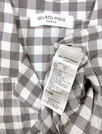[미사용 새상품] GELATO PIQUE 체크 무늬 반팔 셔츠 M
