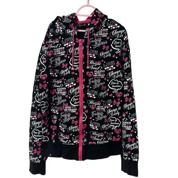 y2k 헤이세이 갸루 하트 프린트 풀 집업 후드티 그런지 맥브링