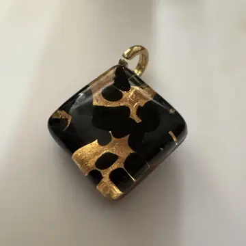 Murano Glass 블랙 금 정사각형 펜던트 상의만