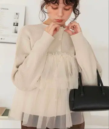 티어드 프릴 니트 가디건 L