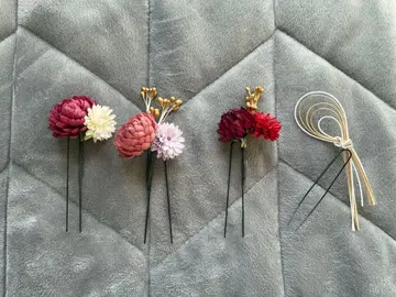 머리 장식 꽃 미즈히키 골드