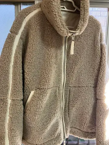H&M 테디 자켓 베이지 베이지 플리스 자켓 M 사이즈