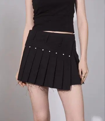 ENVYM 플리츠 랩 미니 스커트