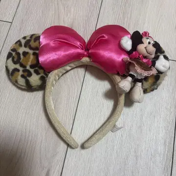 [레어] 단종 미니 마우스 레오파드 무늬 머리띠 마스코트 포함