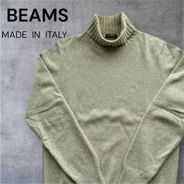 BEAMS 베이지 터틀넥 니트 이탈리아제