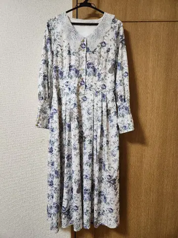 axes femme 긴팔 원피스 음악과 장미 패턴