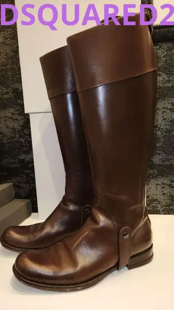 DSQUARED2 롱 부츠 39 자키 부츠 천연 가죽 크 신발