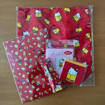 키티전 50주년 5세트 토트백, 파일, 메모장, 손수건, 볼펜