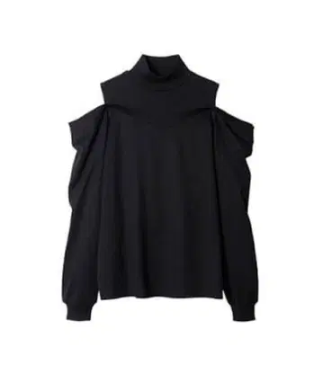 르 쉘 블루 레이어드 콜드 숄더 상의 블랙