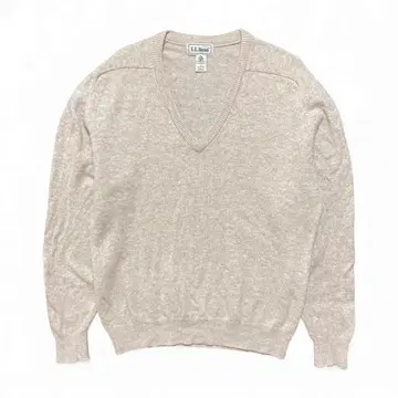 스코틀랜드제 엘엘빈 라무 울 니트 V넥 스웨터 베이지